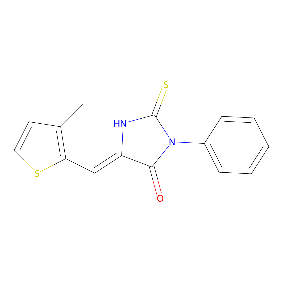 (5E)-2-mercapto-5-[(3-methyl-2-thienyl)methylene]-3-phenyl-3,5-dihydro-4H-imidazol-4-one molecular structure, CAS 364614-86-8