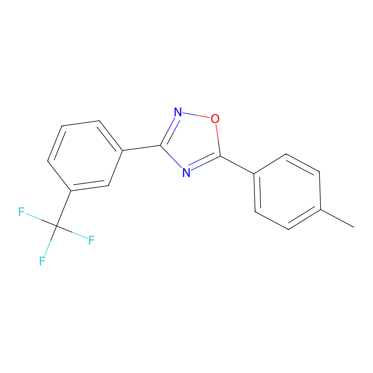 5-(4-Methylphenyl)-3-[3-(trifluoromethyl)phenyl]-1,2,4-oxadiazole molecular structure, CAS 364614-98-2
