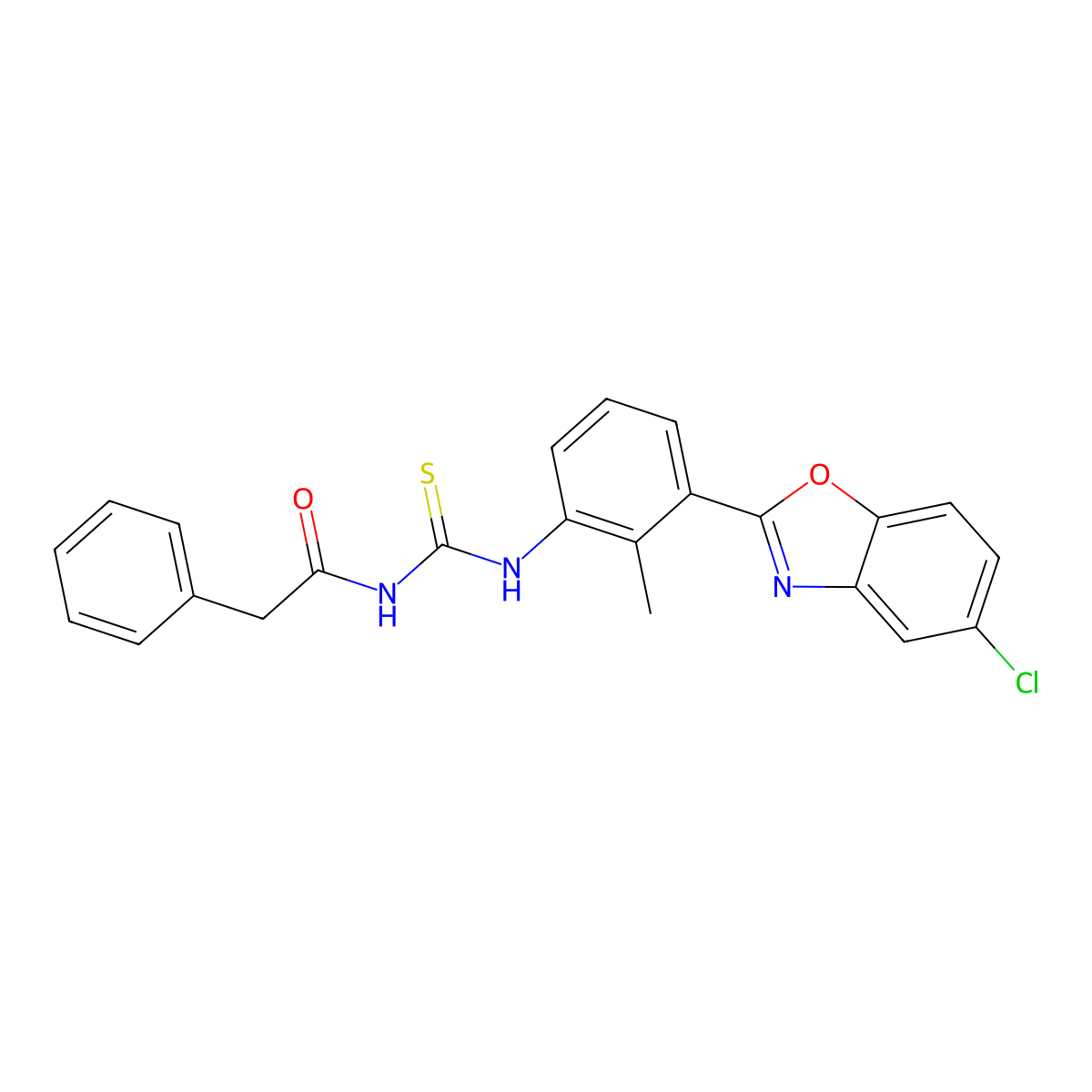 N-[[3-(5-chloro-1,3-benzoxazol-2-yl)-2-methylphenyl]carbamothioyl]-2-phenylacetamide molecular structure, CAS 364615-11-2