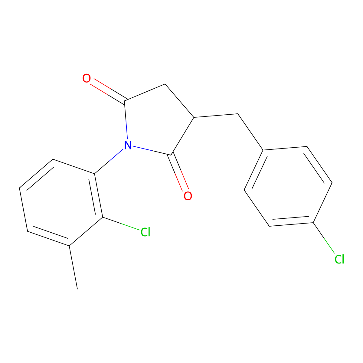 3-(4-Chlorobenzyl)-1-(2-chloro-3-methylphenyl)pyrrolidine-2,5-dione molecular structure, CAS 364615-19-0