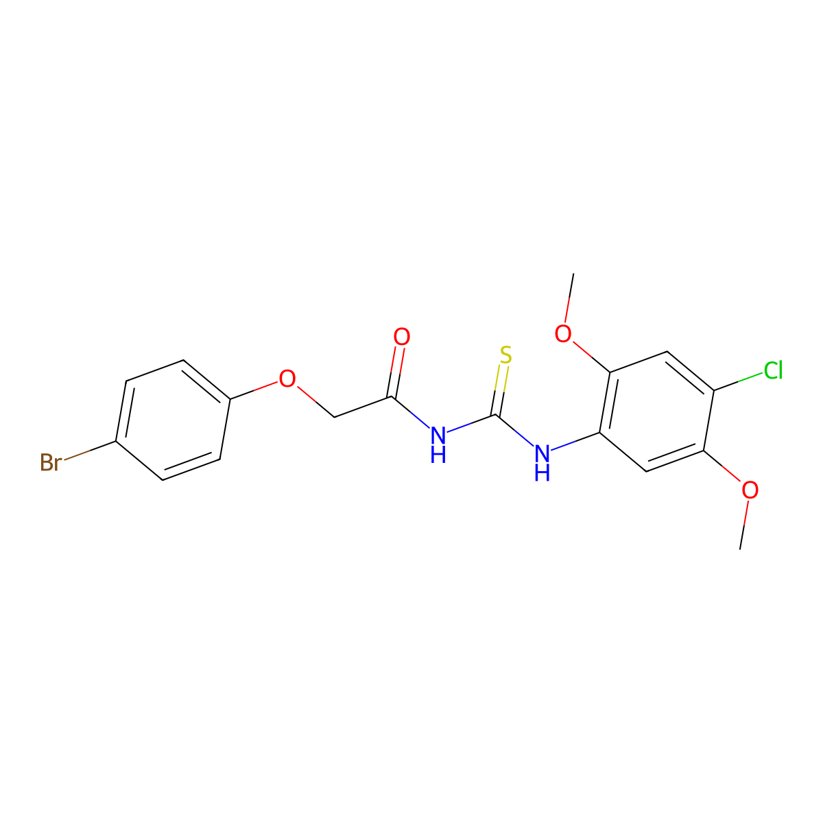 2-(4-bromophenoxy)-N-[(4-chloro-2,5-dimethoxyphenyl)carbamothioyl]acetamide molecular structure, CAS 364615-26-9