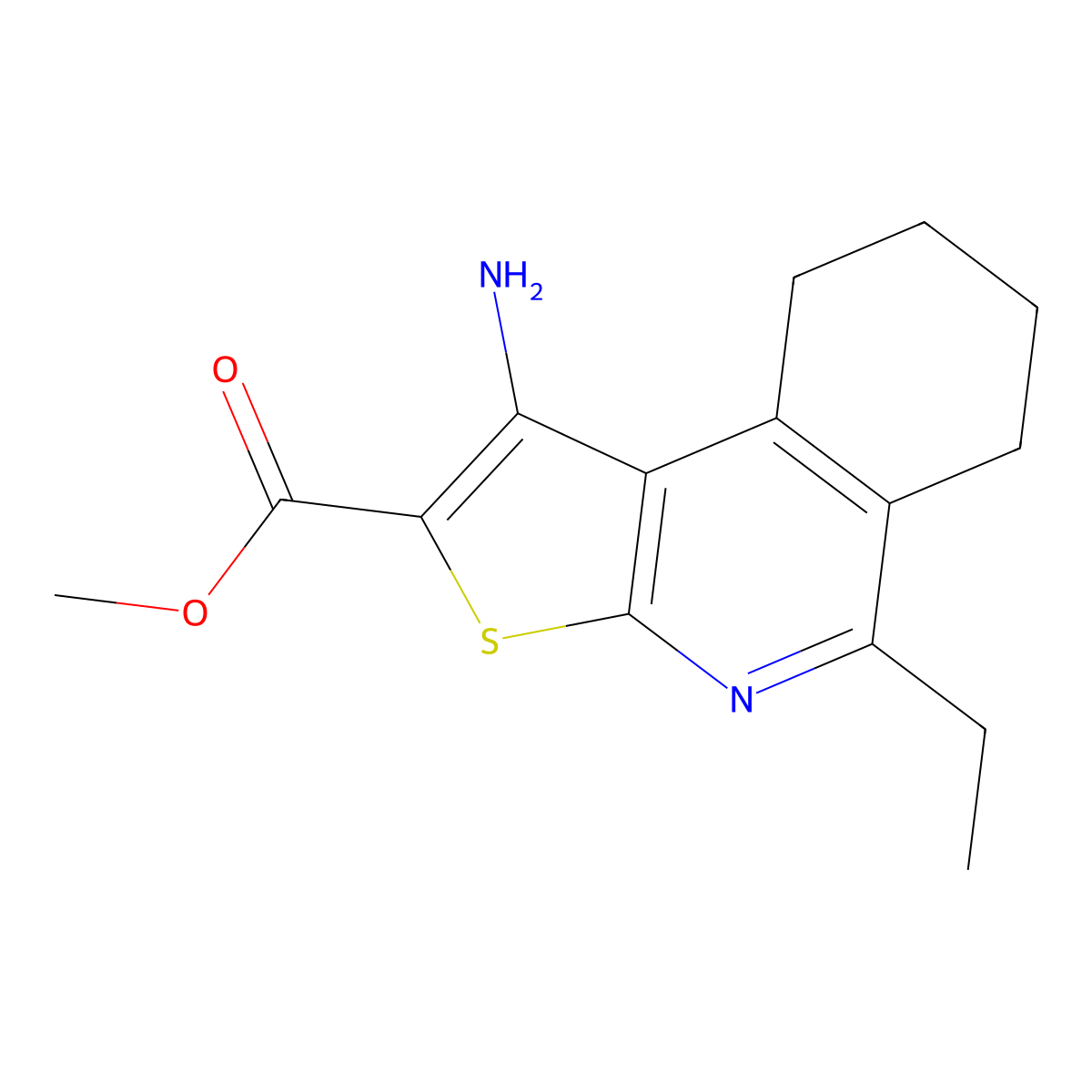 Methyl 1-amino-5-ethyl-6,7,8,9-tetrahydrothieno[2,3-c]isoquinoline-2-carboxylate molecular structure, CAS 364615-65-6