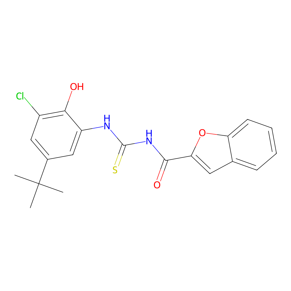 N-[(5-tert-butyl-3-chloro-2-hydroxyphenyl)carbamothioyl]-1-benzofuran-2-carboxamide molecular structure, CAS 364615-83-8