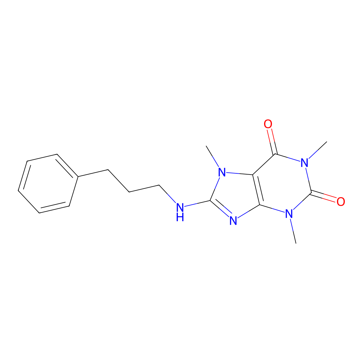 8-[(3-Phenylpropyl)Amino]Caffeine molecular structure, CAS 364615-92-9