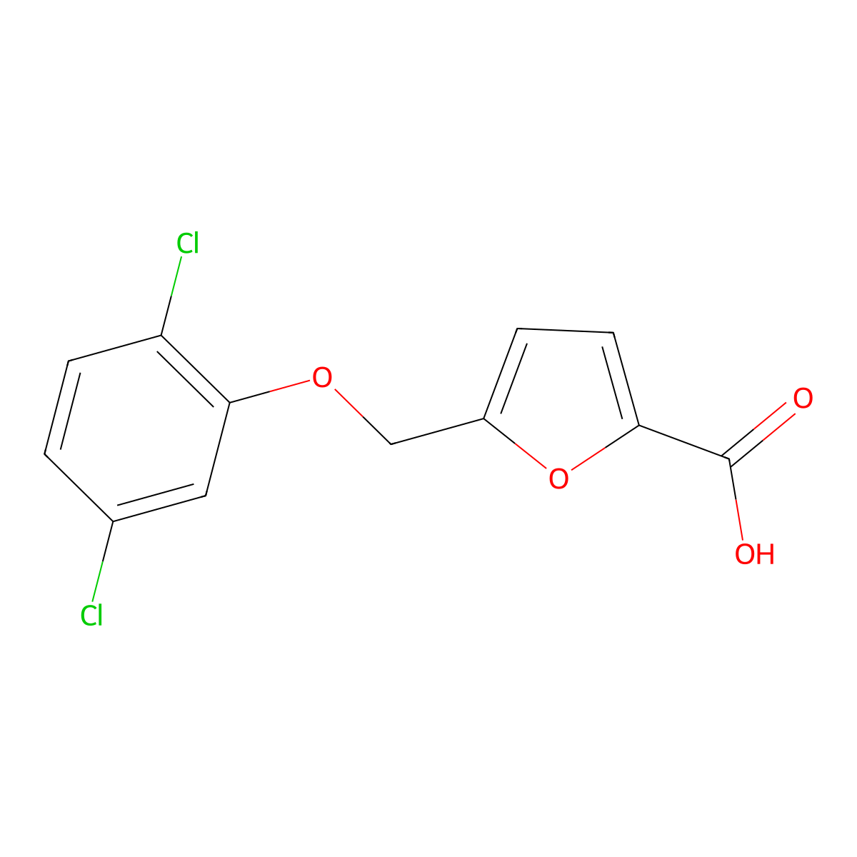 5-[(2,5-Dichlorophenoxy)methyl]furan-2-carboxylic acid molecular structure, CAS 364616-14-8