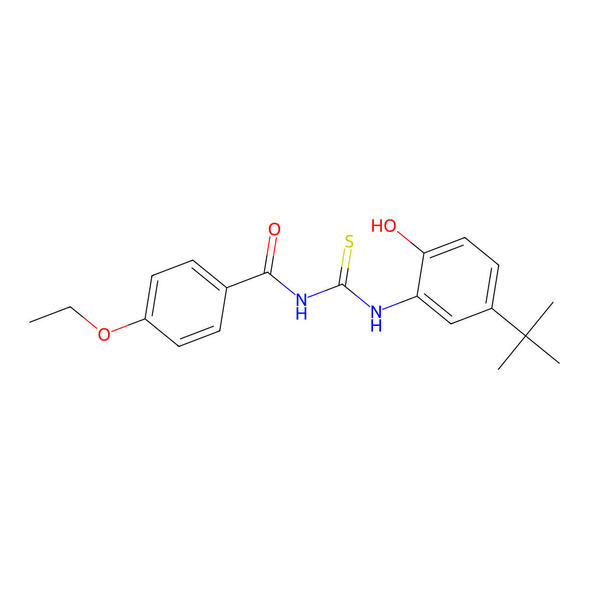 N-[(5-tert-butyl-2-hydroxyphenyl)carbamothioyl]-4-ethoxybenzamide molecular structure, CAS 364616-16-0