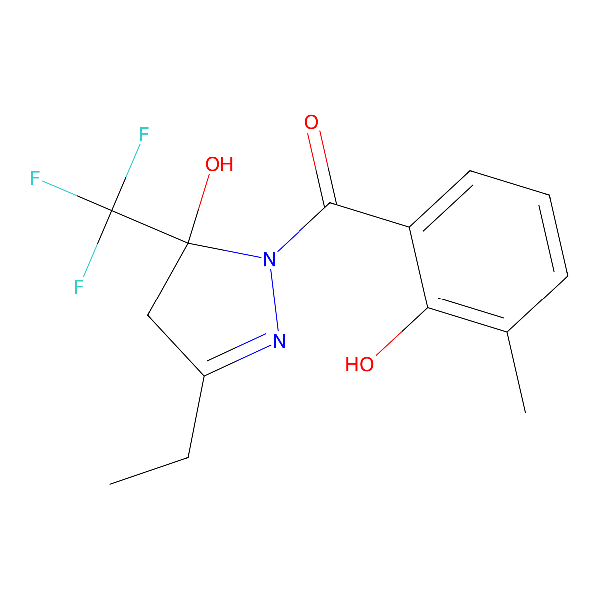 [3-ethyl-5-hydroxy-5-(trifluoromethyl)-4,5-dihydro-1H-pyrazol-1-yl](2-hydroxy-3-methylphenyl)methanone molecular structure, CAS 364616-25-1