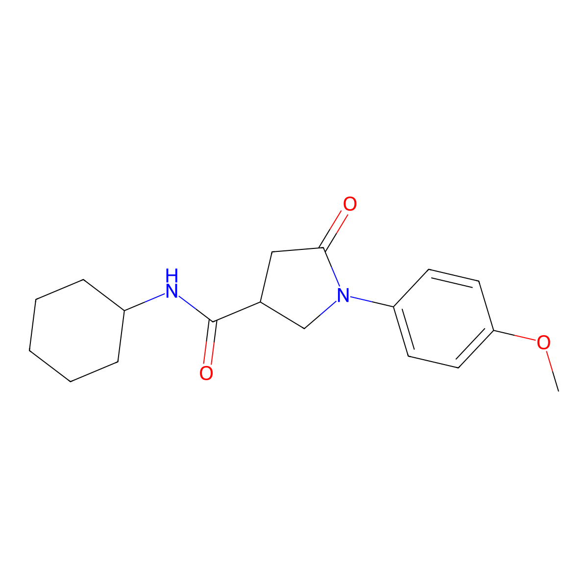 N-cyclohexyl-1-(4-methoxyphenyl)-5-oxopyrrolidine-3-carboxamide molecular structure, CAS 364616-45-5