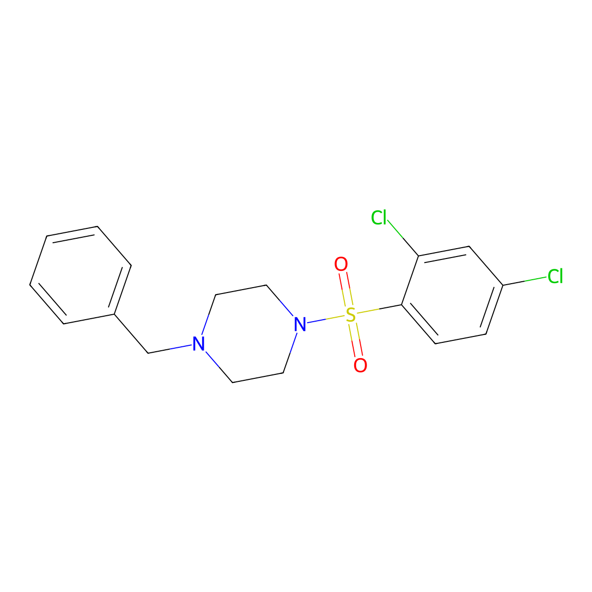 1-Benzyl-4-(2,4-dichlorobenzenesulfonyl)piperazine molecular structure, CAS 364616-55-7