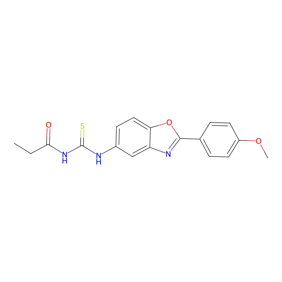 N-[[2-(4-methoxyphenyl)-1,3-benzoxazol-5-yl]carbamothioyl]propanamide molecular structure, CAS 364616-67-1