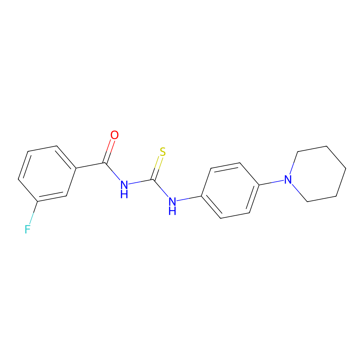 3-fluoro-N-[(4-piperidin-1-ylphenyl)carbamothioyl]benzamide molecular structure, CAS 364616-89-7