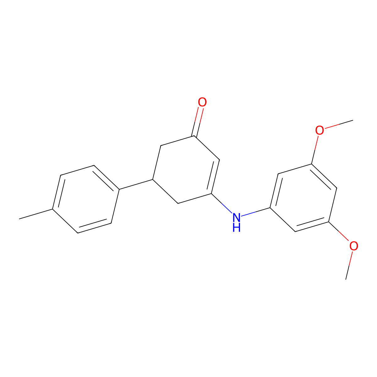 3-[(3,5-Dimethoxyphenyl)amino]-5-(4-methylphenyl)cyclohex-2-en-1-one molecular structure, CAS 364616-90-0