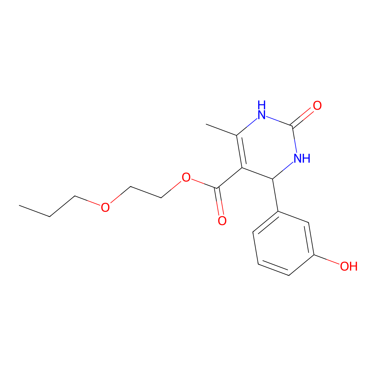 2-Propoxyethyl 4-(3-hydroxyphenyl)-6-methyl-2-oxo-1,2,3,4-tetrahydropyrimidine-5-carboxylate molecular structure, CAS 364617-36-7