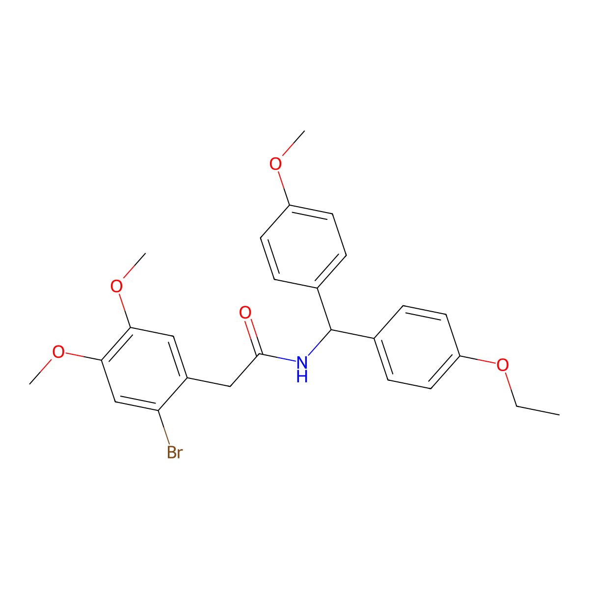 2-(2-bromo-4,5-dimethoxyphenyl)-N-[(4-ethoxyphenyl)(4-methoxyphenyl)methyl]acetamide molecular structure, CAS 364617-41-4