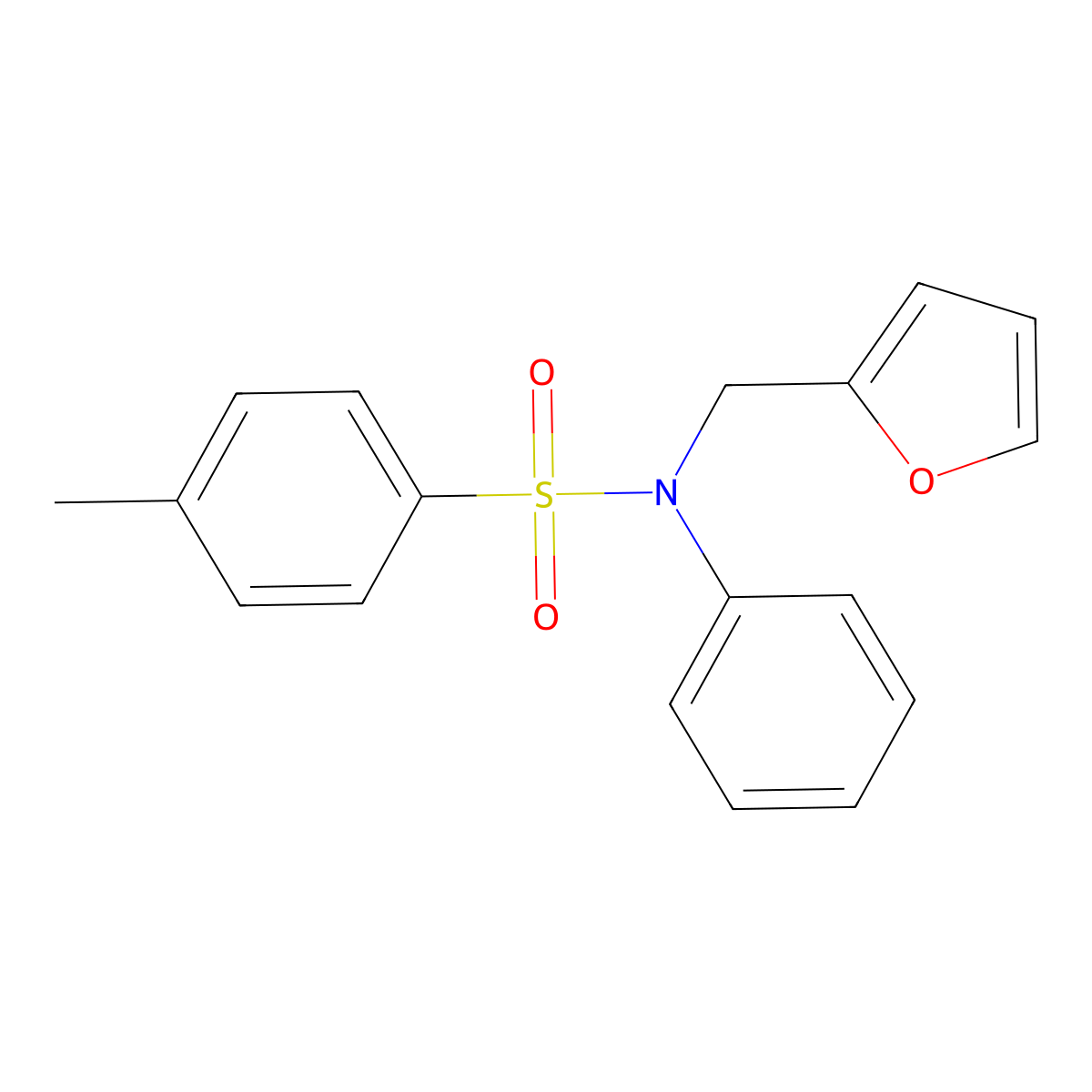 N-(furan-2-ylmethyl)-4-methyl-N-phenylbenzenesulfonamide molecular structure, CAS 364617-77-6