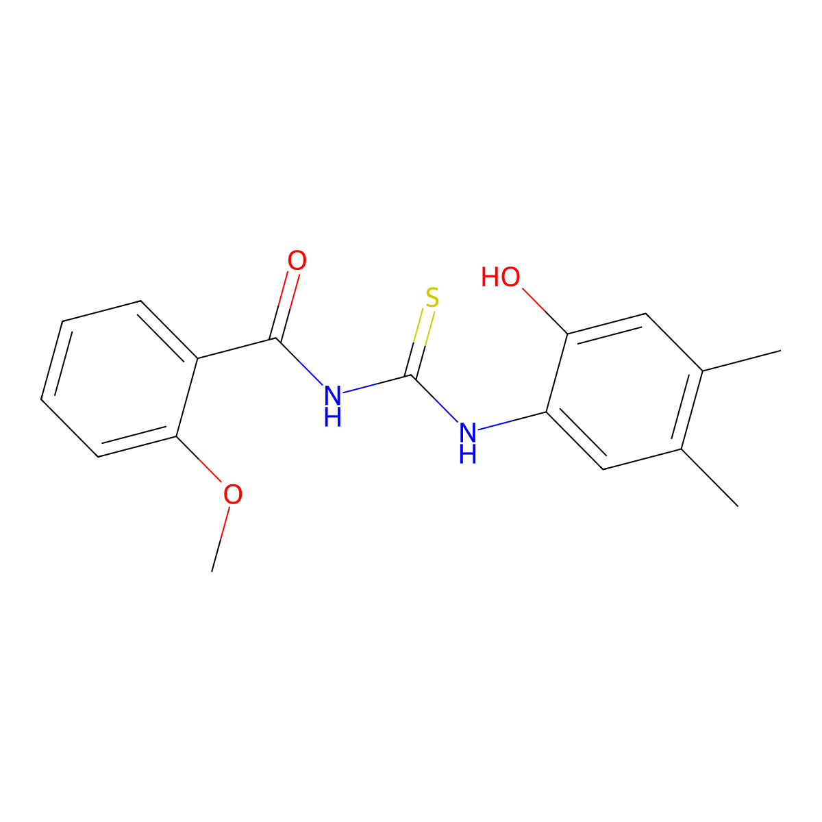 N-[(2-hydroxy-4,5-dimethylphenyl)carbamothioyl]-2-methoxybenzamide molecular structure, CAS 364619-10-3