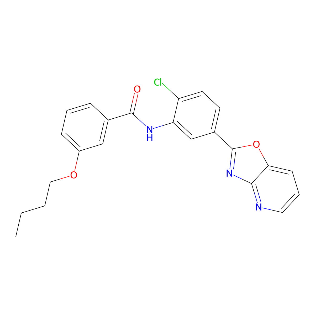3-butoxy-N-[2-chloro-5-([1,3]oxazolo[4,5-b]pyridin-2-yl)phenyl]benzamide molecular structure, CAS 364619-28-3