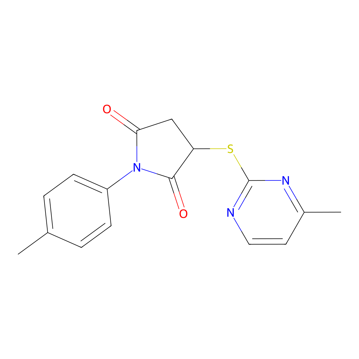 1-(4-Methylphenyl)-3-[(4-methylpyrimidin-2-yl)sulfanyl]pyrrolidine-2,5-dione molecular structure, CAS 364619-41-0