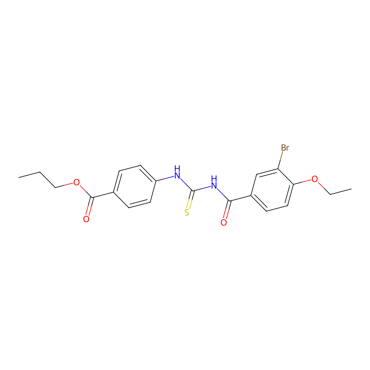 Propyl 4-({[(3-bromo-4-ethoxyphenyl)carbonyl]carbamothioyl}amino)benzoate molecular structure, CAS 364619-50-1