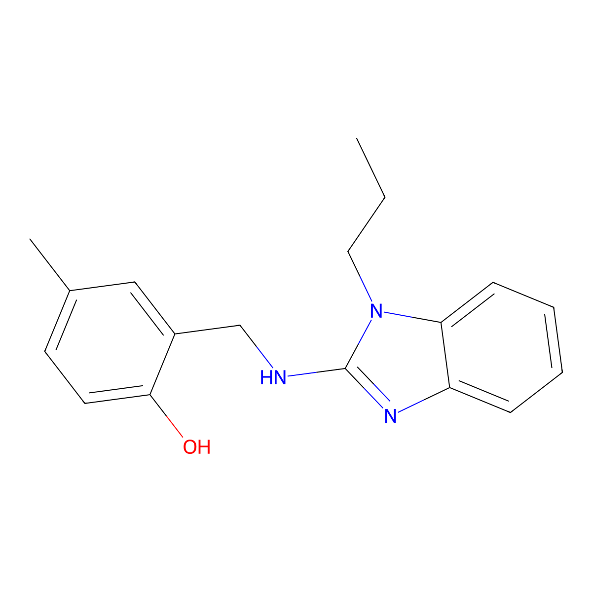 4-methyl-2-{[(1-propyl-1H-benzimidazol-2-yl)amino]methyl}phenol molecular structure, CAS 364619-67-0