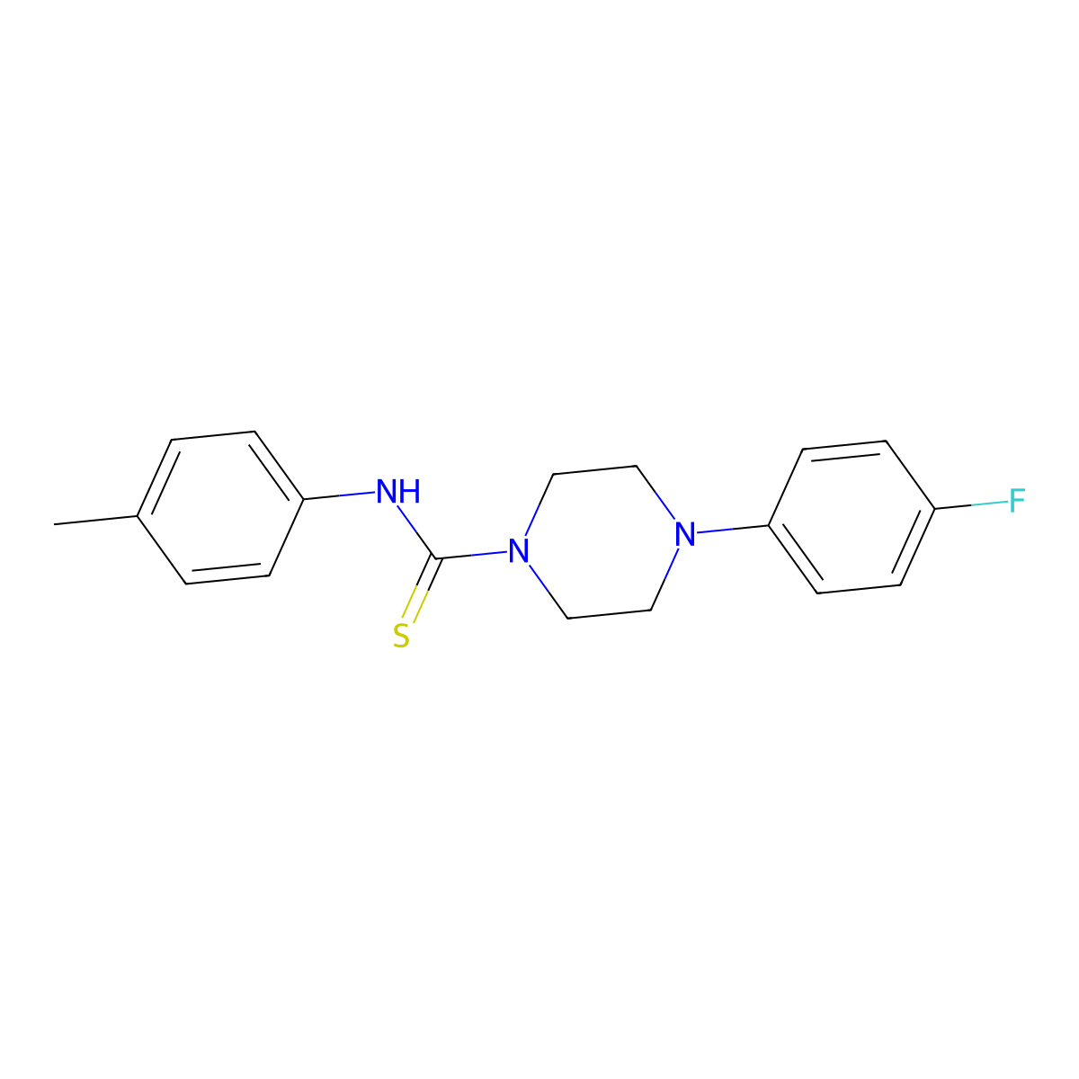 4-(4-fluorophenyl)-N-(4-methylphenyl)piperazine-1-carbothioamide molecular structure, CAS 364620-00-8