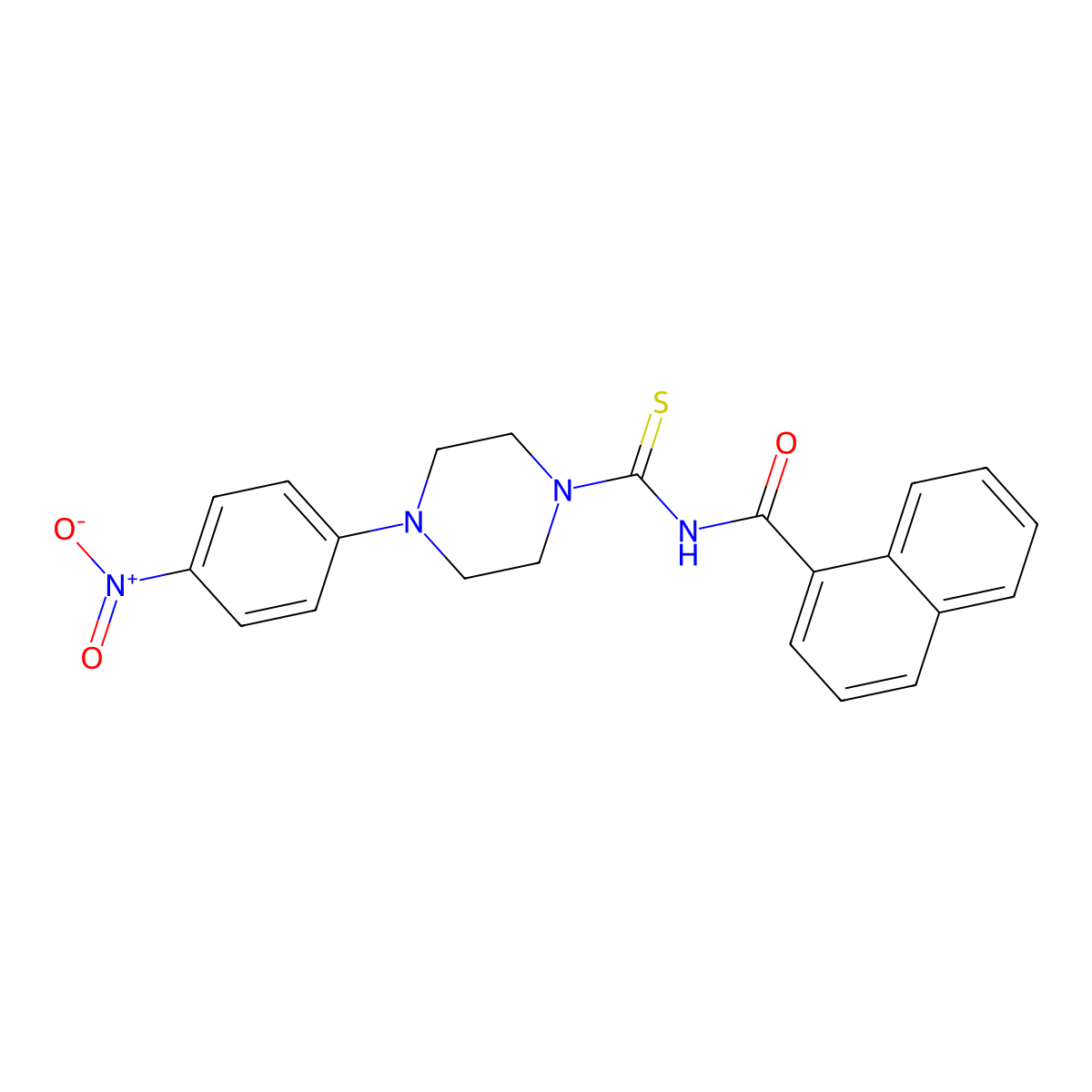 N-[4-(4-nitrophenyl)piperazine-1-carbothioyl]naphthalene-1-carboxamide molecular structure, CAS 364620-08-6