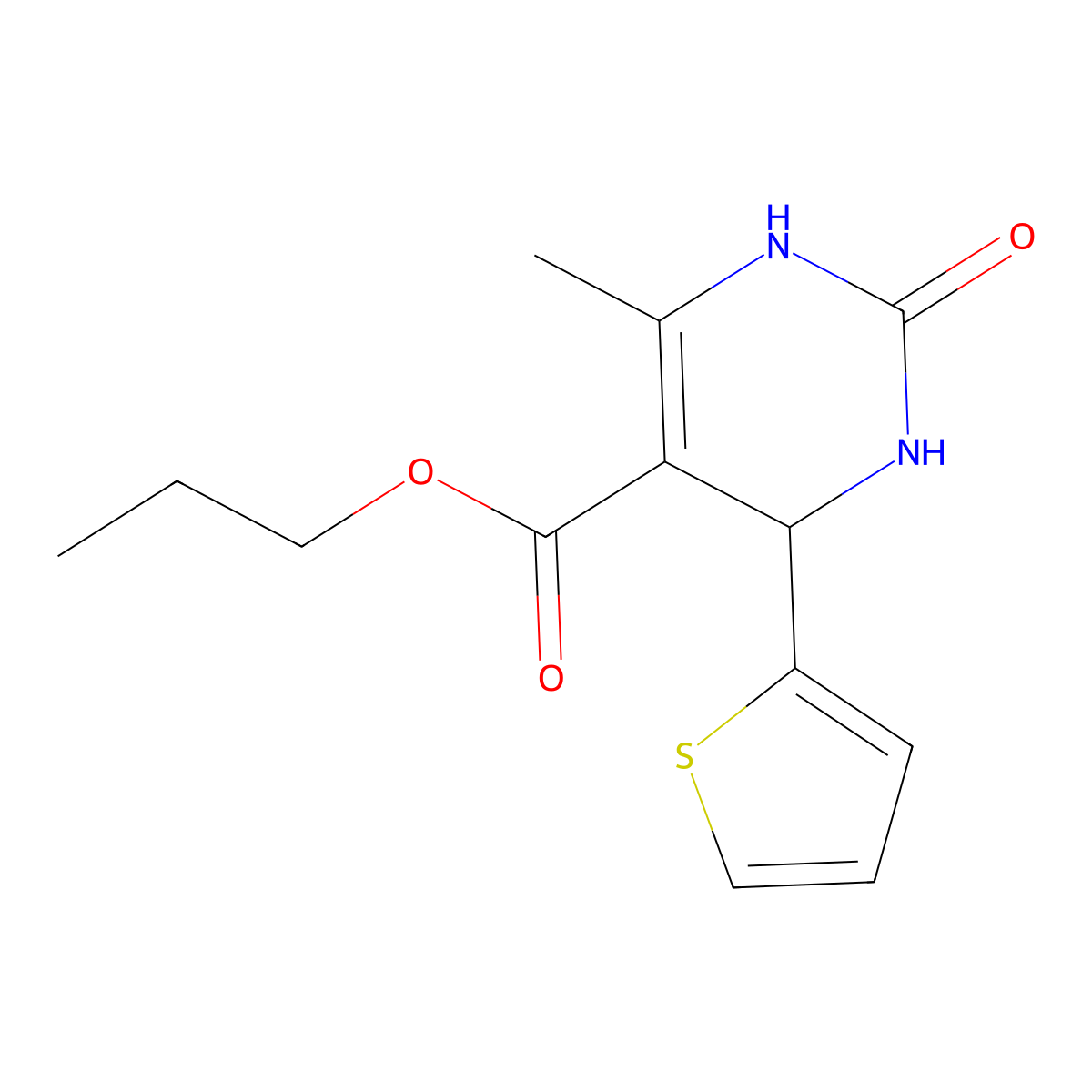 Propyl 6-methyl-2-oxo-4-(thiophen-2-yl)-1,2,3,4-tetrahydropyrimidine-5-carboxylate molecular structure, CAS 364620-13-3