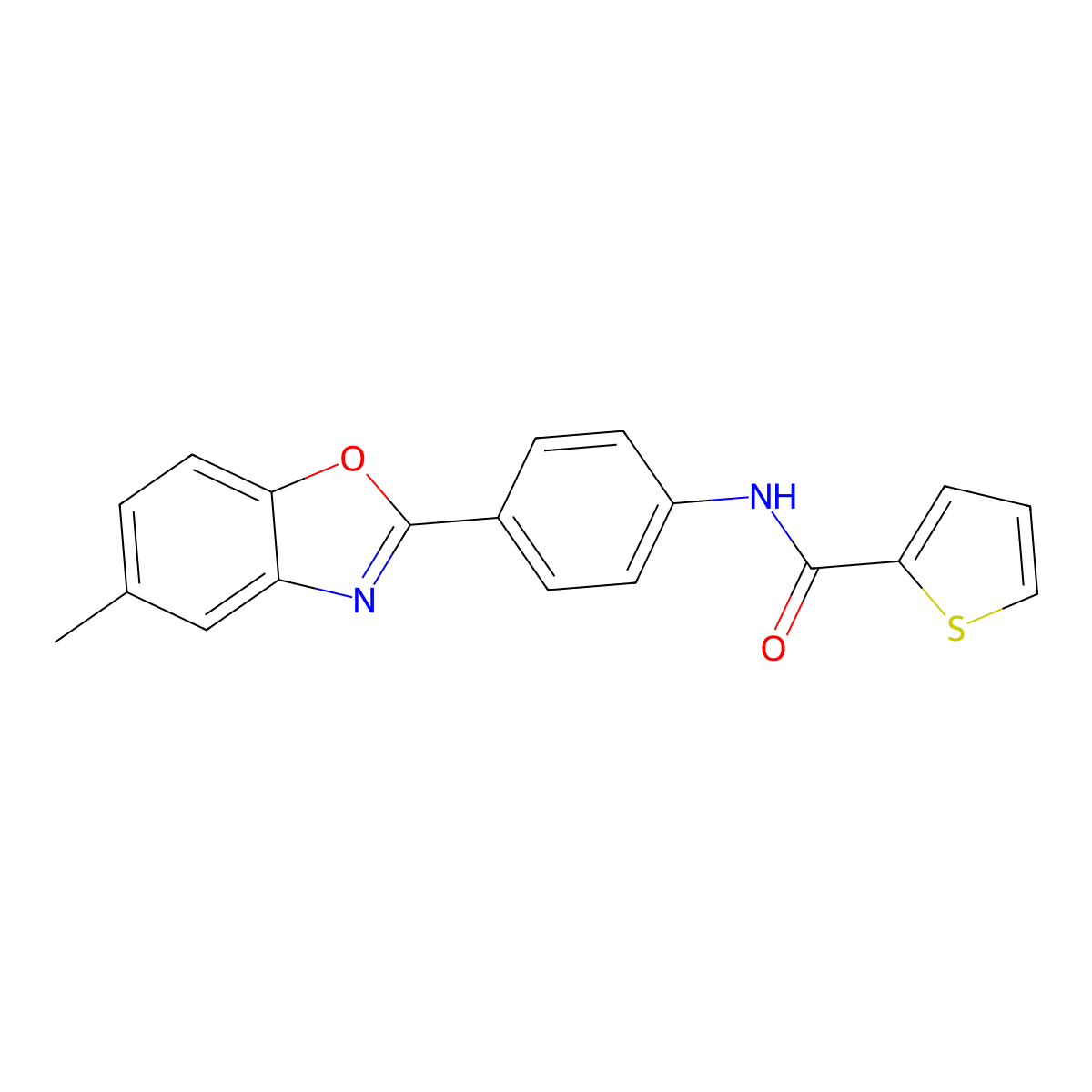 N-[4-(5-methyl-1,3-benzoxazol-2-yl)phenyl]thiophene-2-carboxamide molecular structure, CAS 364620-17-7