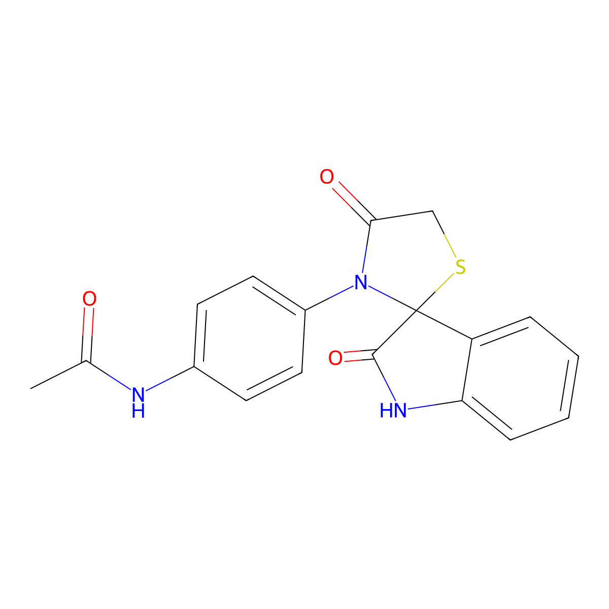 N-[4-(2',4-dioxospiro[1,3-thiazolidine-2,3'-1H-indole]-3-yl)phenyl]acetamide molecular structure, CAS 364620-31-5