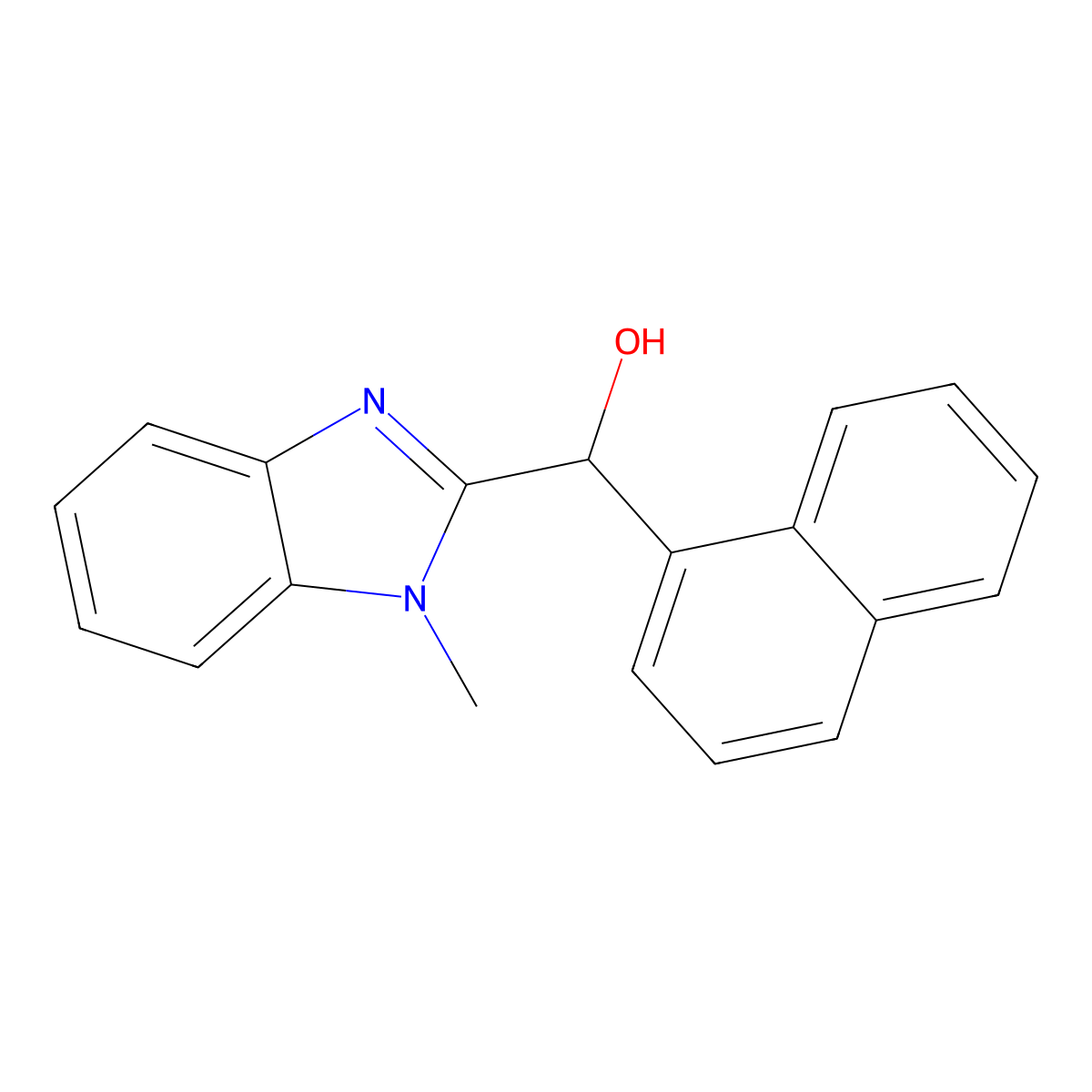 (1-methyl-1H-benzimidazol-2-yl)(naphthalen-1-yl)methanol molecular structure, CAS 364620-44-0