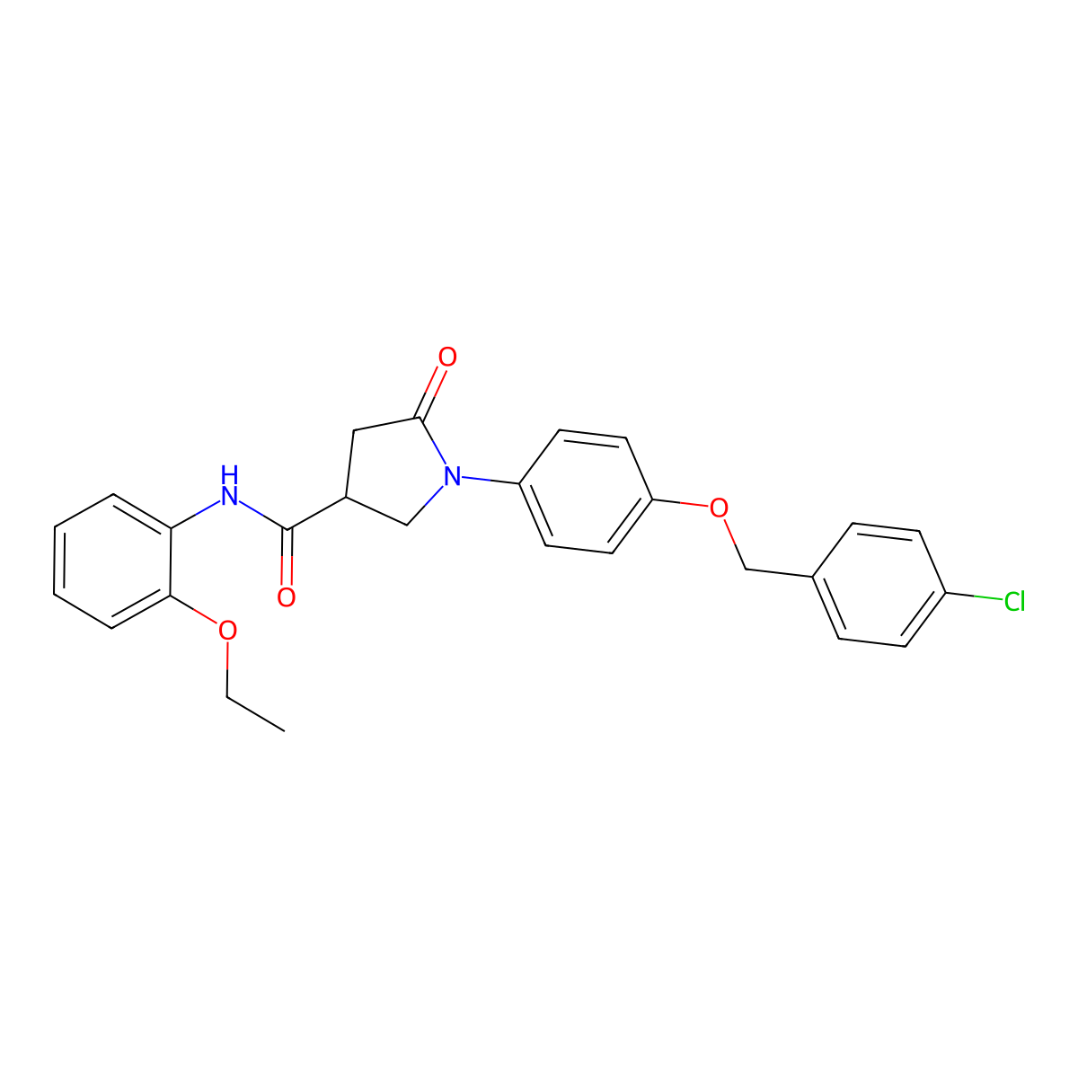 1-{4-[(4-chlorobenzyl)oxy]phenyl}-N-(2-ethoxyphenyl)-5-oxopyrrolidine-3-carboxamide molecular structure, CAS 364620-63-3