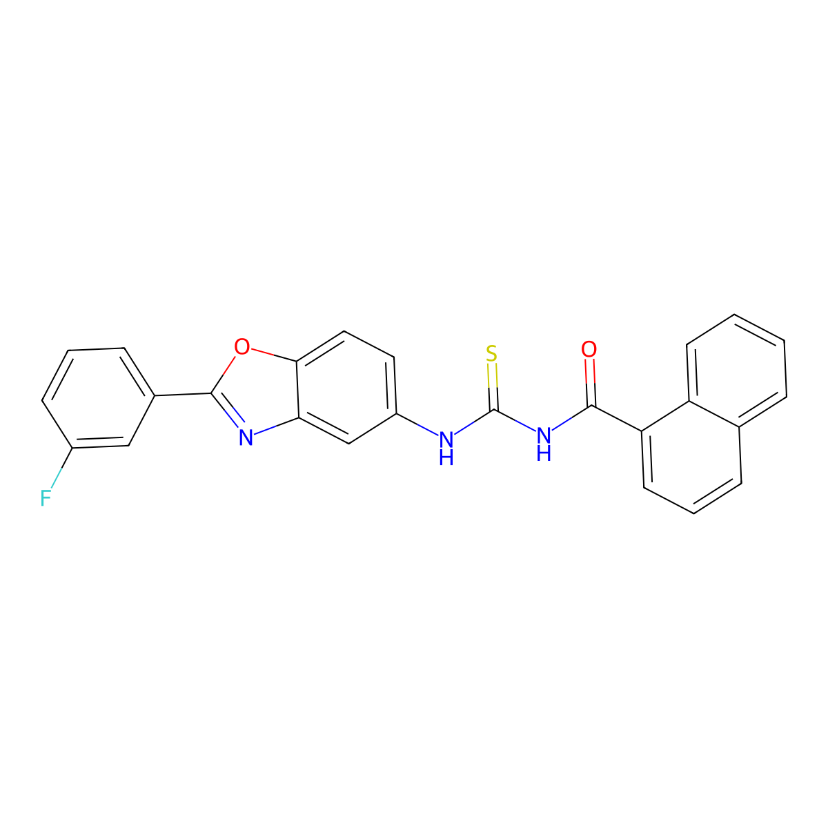 N-[[2-(3-fluorophenyl)-1,3-benzoxazol-5-yl]carbamothioyl]naphthalene-1-carboxamide molecular structure, CAS 364620-64-4