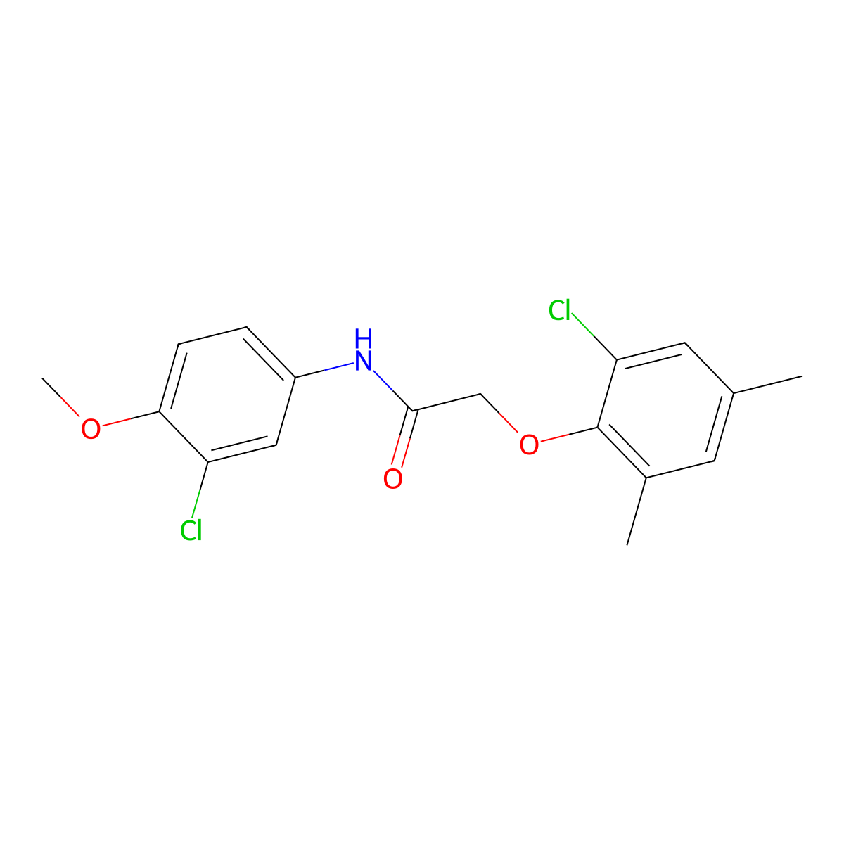 2-(2-chloro-4,6-dimethylphenoxy)-N-(3-chloro-4-methoxyphenyl)acetamide molecular structure, CAS 364620-70-2