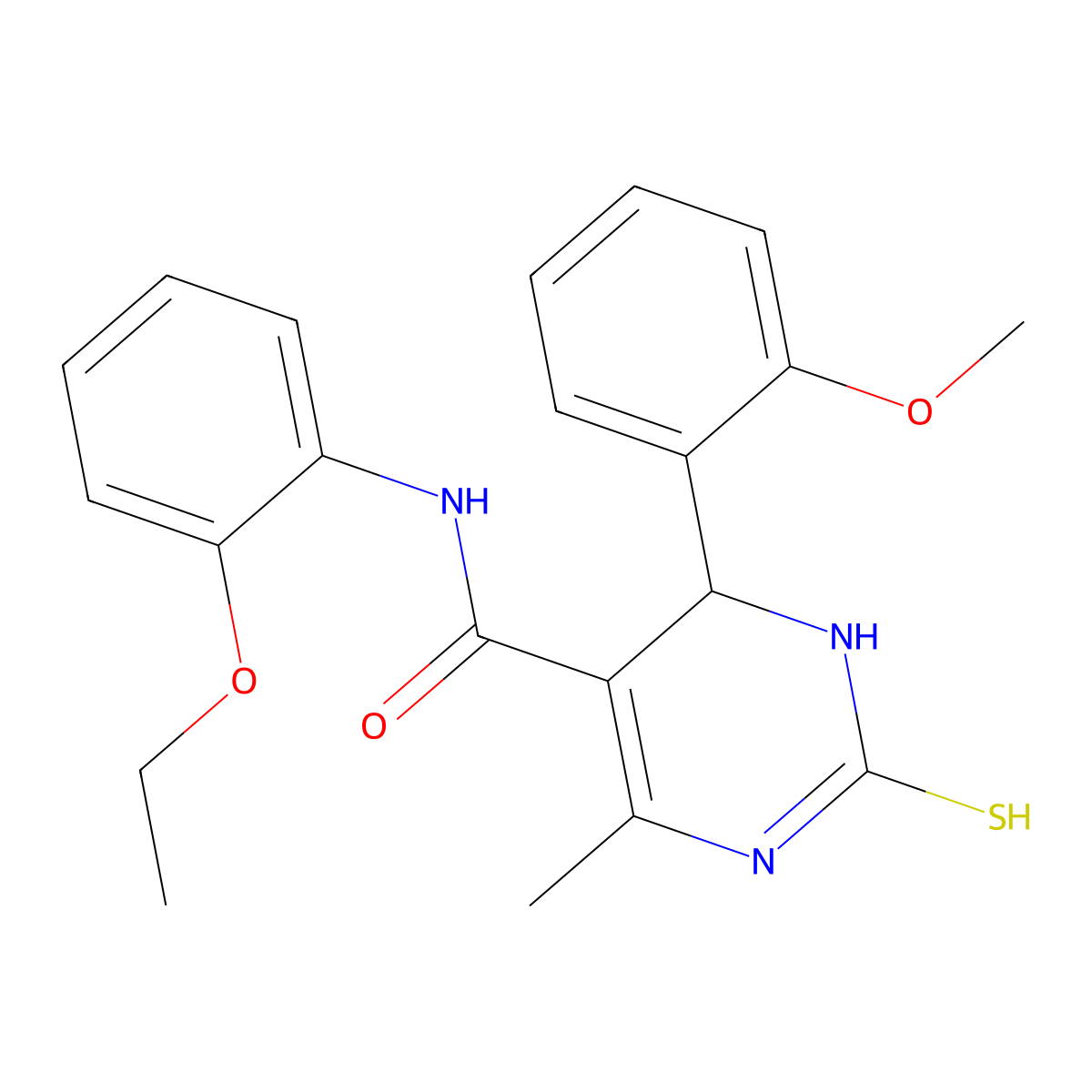 N-(2-ethoxyphenyl)-4-(2-methoxyphenyl)-6-methyl-2-sulfanylidene-3,4-dihydro-1H-pyrimidine-5-carboxamide molecular structure, CAS 364620-86-0