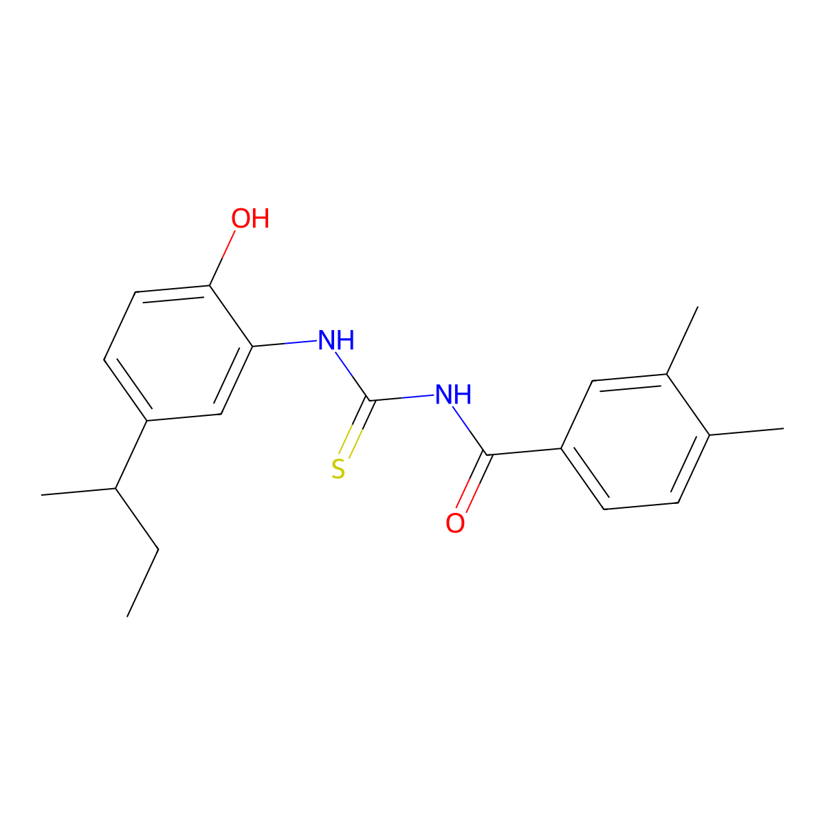 N-{[5-(butan-2-yl)-2-hydroxyphenyl]carbamothioyl}-3,4-dimethylbenzamide molecular structure, CAS 364620-88-2