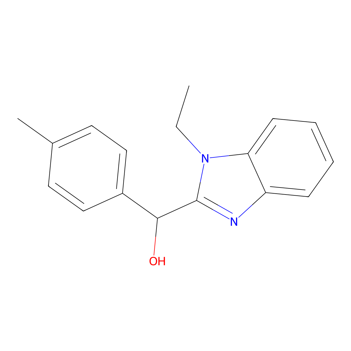 (1-Ethylbenzimidazol-2-yl)-(4-methylphenyl)methanol molecular structure, CAS 364620-96-2