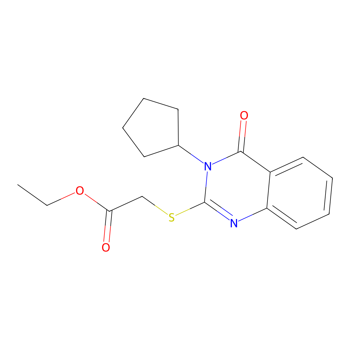 Ethyl [(3-cyclopentyl-4-oxo-3,4-dihydroquinazolin-2-yl)sulfanyl]acetate molecular structure, CAS 364621-01-2