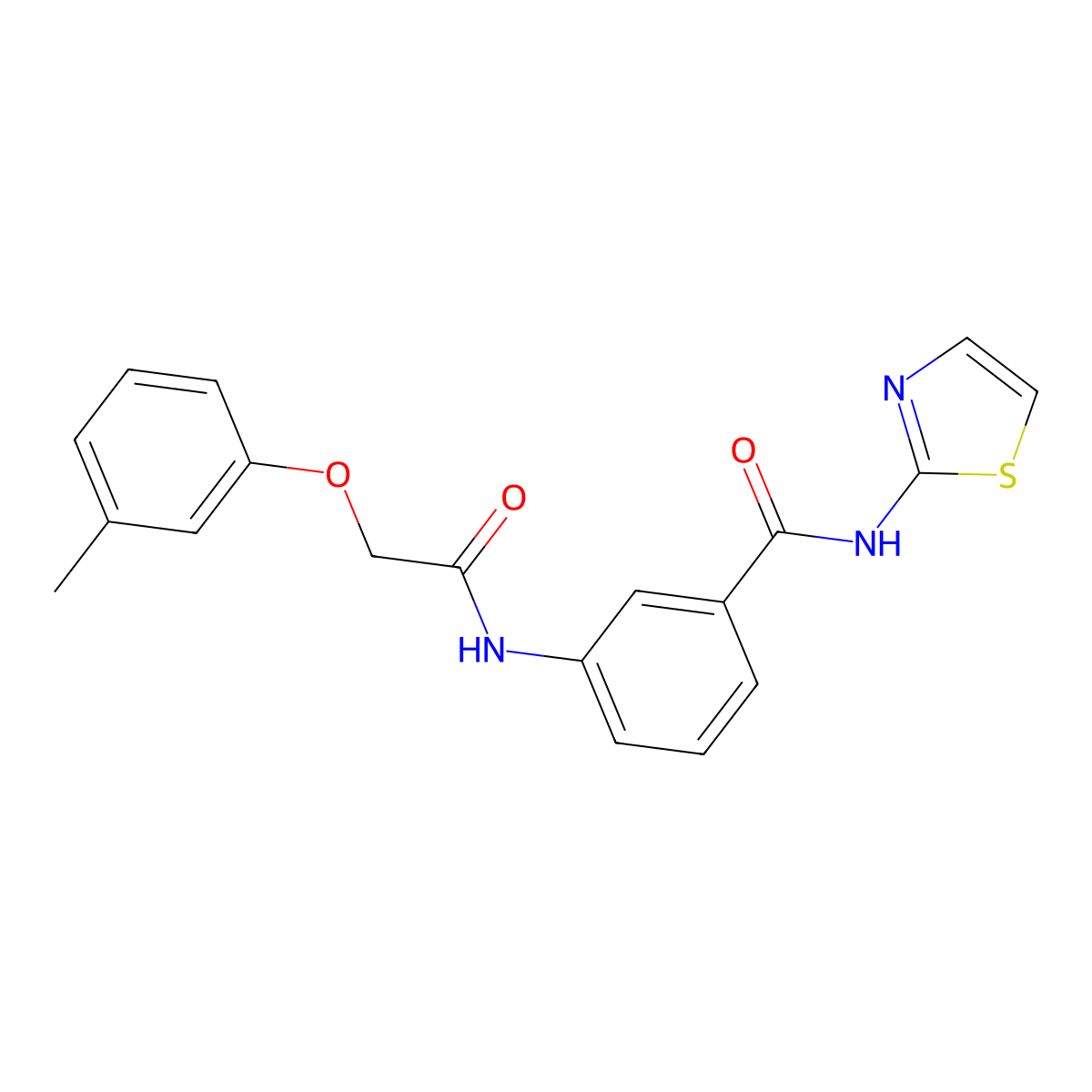 3-[[2-(3-methylphenoxy)acetyl]amino]-N-(1,3-thiazol-2-yl)benzamide molecular structure, CAS 364621-12-5