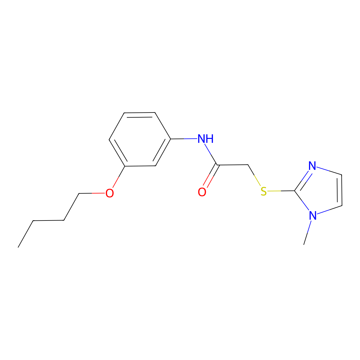 N-(3-butoxyphenyl)-2-(1-methylimidazol-2-yl)sulfanylacetamide molecular structure, CAS 364621-29-4