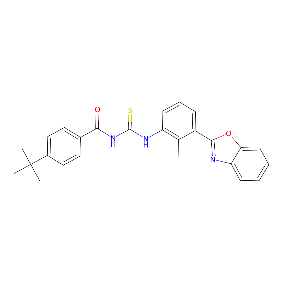 N-[[3-(1,3-benzoxazol-2-yl)-2-methylphenyl]carbamothioyl]-4-tert-butylbenzamide molecular structure, CAS 364621-40-9