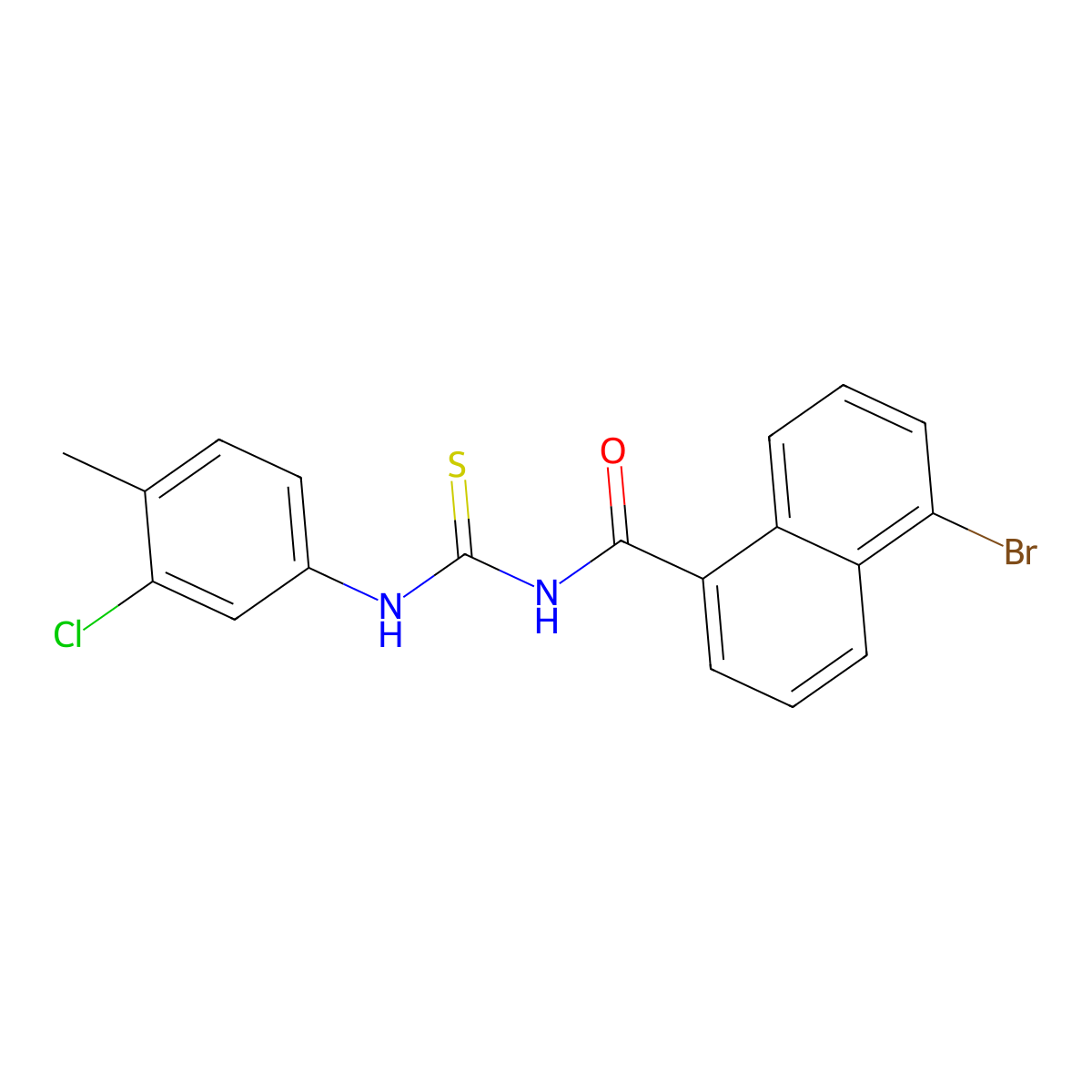 5-bromo-N-[(3-chloro-4-methylphenyl)carbamothioyl]naphthalene-1-carboxamide molecular structure, CAS 364621-50-1