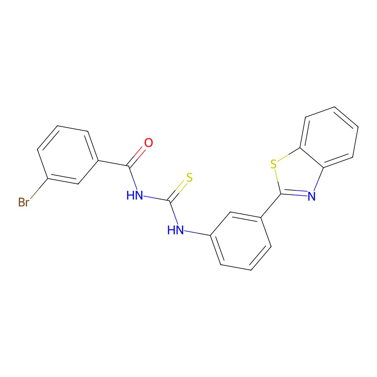 N-[[3-(1,3-benzothiazol-2-yl)phenyl]carbamothioyl]-3-bromobenzamide molecular structure, CAS 364621-72-7