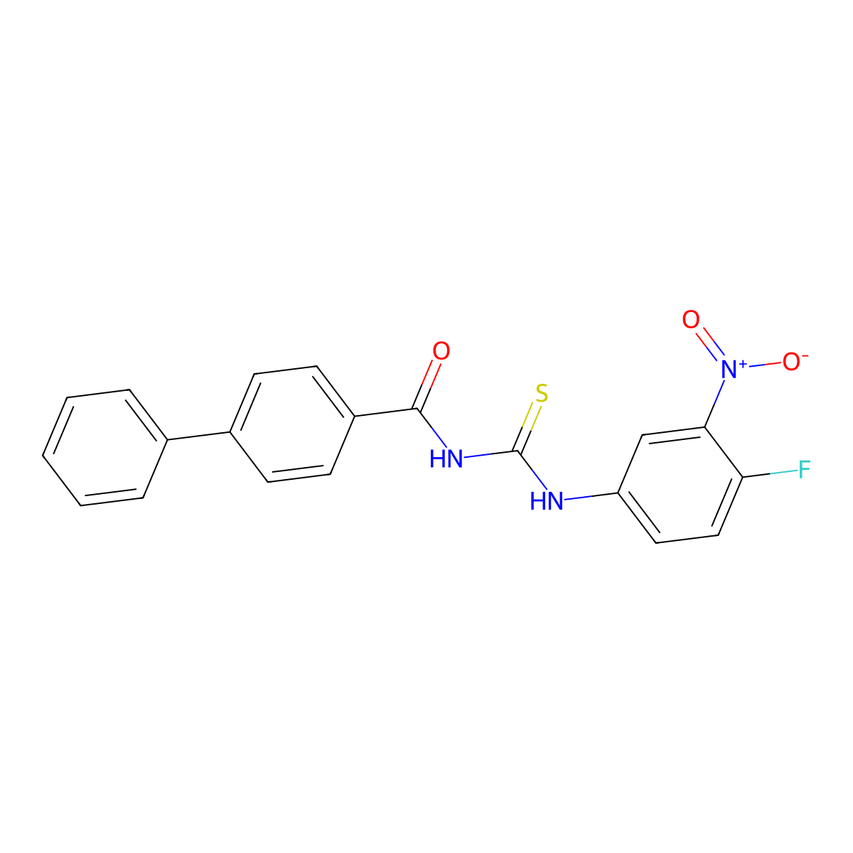 N-[(4-fluoro-3-nitrophenyl)carbamothioyl]-4-phenylbenzamide molecular structure, CAS 364621-85-2