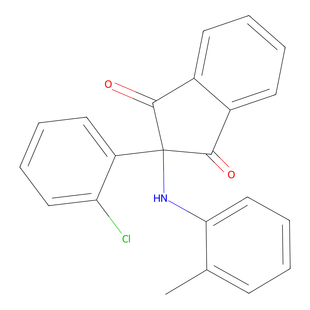 2-(2-Chlorophenyl)-2-(2-methylanilino)indene-1,3-dione molecular structure, CAS 364621-94-3