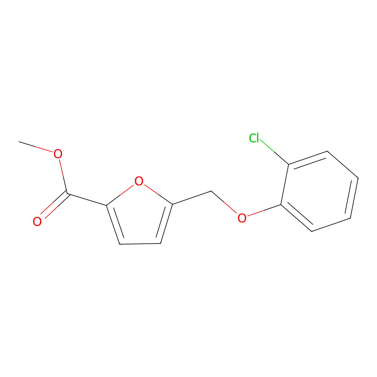 Methyl 5-[(2-chlorophenoxy)methyl]-2-furoate molecular structure, CAS 364621-96-5