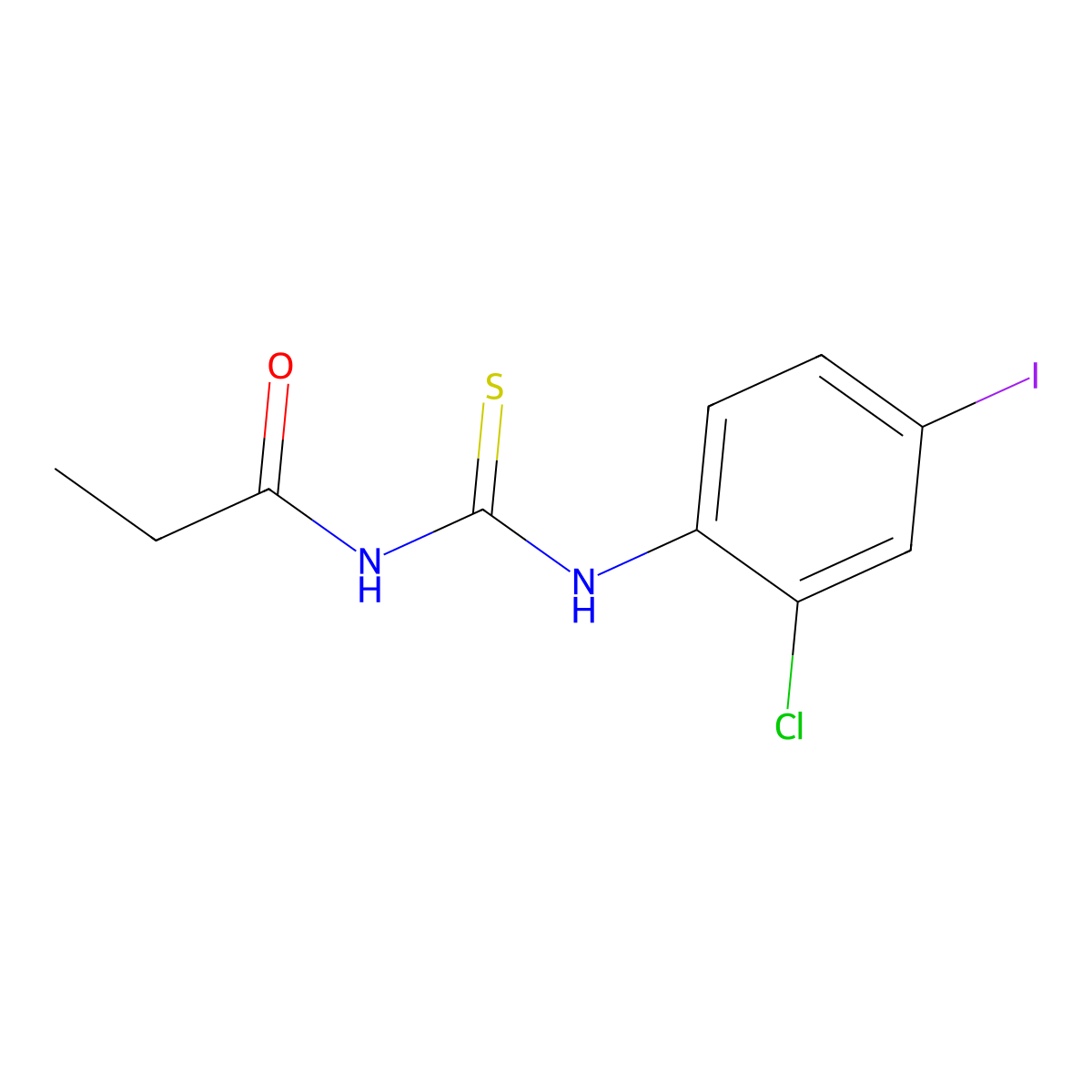 N-[(2-chloro-4-iodophenyl)carbamothioyl]propanamide molecular structure, CAS 364622-04-8