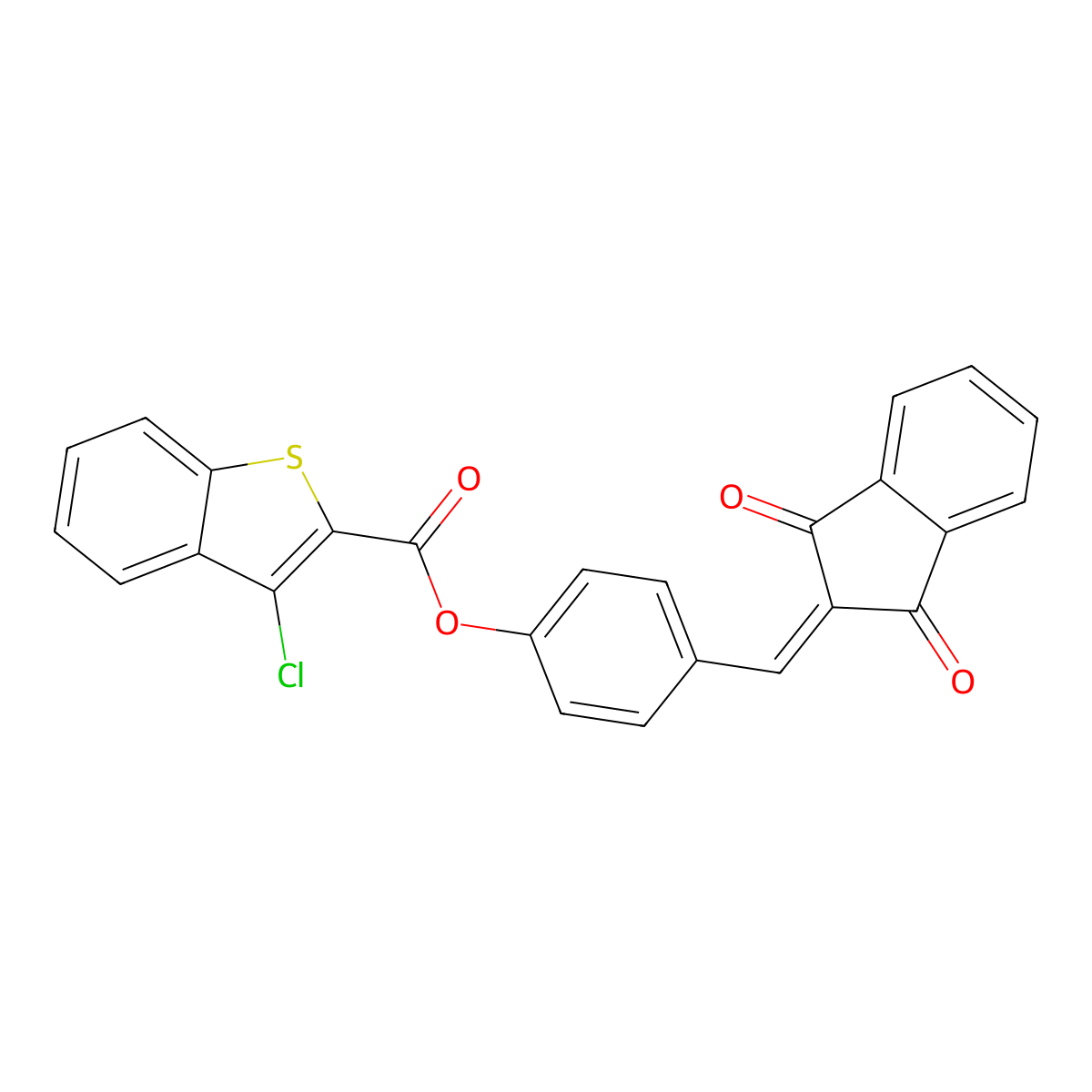 4-[(1,3-dioxo-1,3-dihydro-2H-inden-2-ylidene)methyl]phenyl 3-chloro-1-benzothiophene-2-carboxylate molecular structure, CAS 364622-26-4