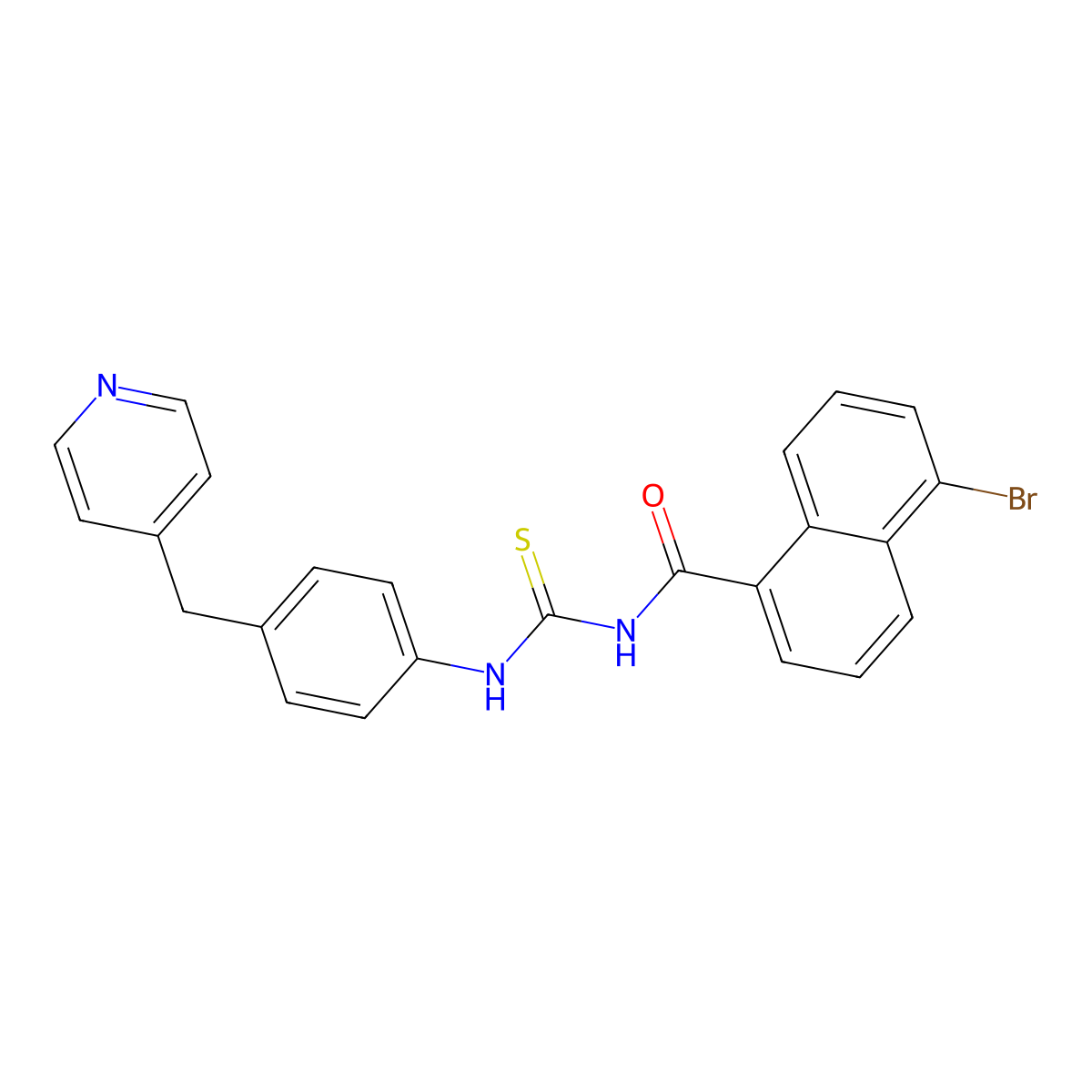 5-bromo-N-[[4-(pyridin-4-ylmethyl)phenyl]carbamothioyl]naphthalene-1-carboxamide molecular structure, CAS 364622-99-1