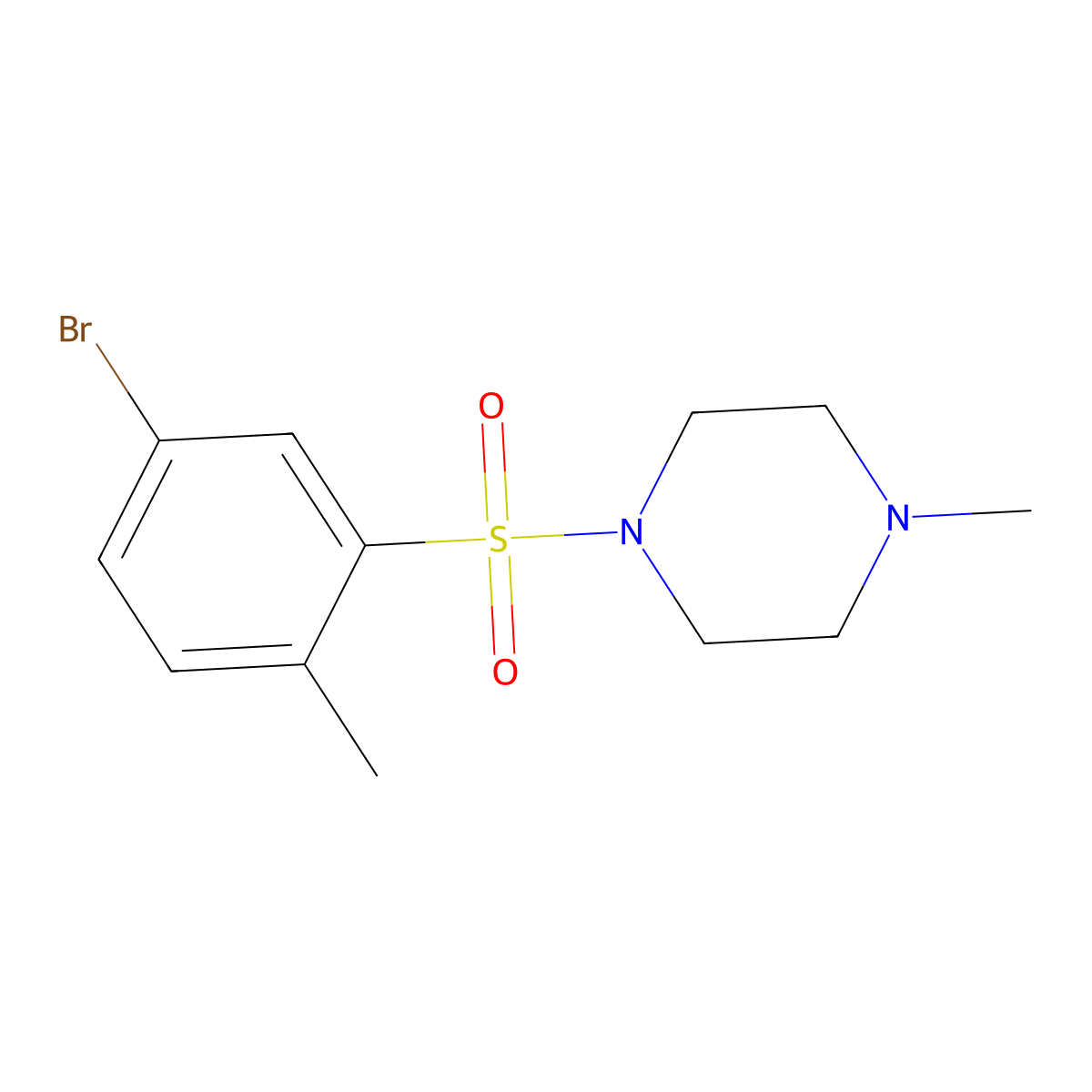 1-((5-Bromo-2-methylphenyl)sulfonyl)-4-methylpiperazine molecular structure, CAS 364623-10-9