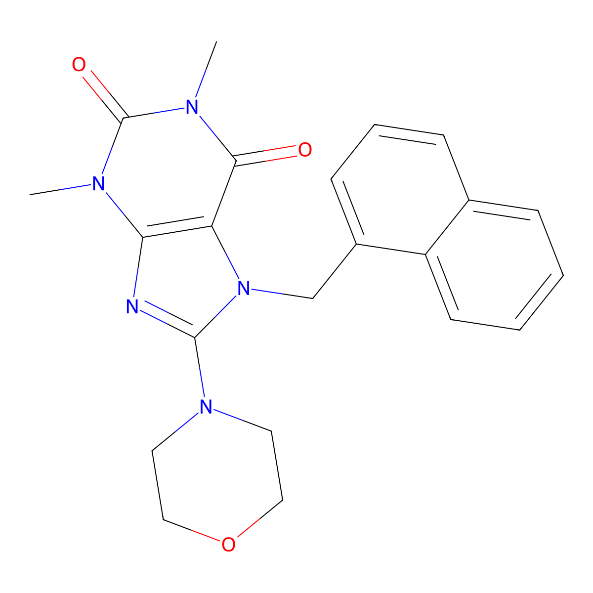 1,3-Dimethyl-8-(4-morpholinyl)-7-(1-naphthyl-ME)-3,7-dihydro-1H-purine-2,6-dione molecular structure, CAS 364623-12-1